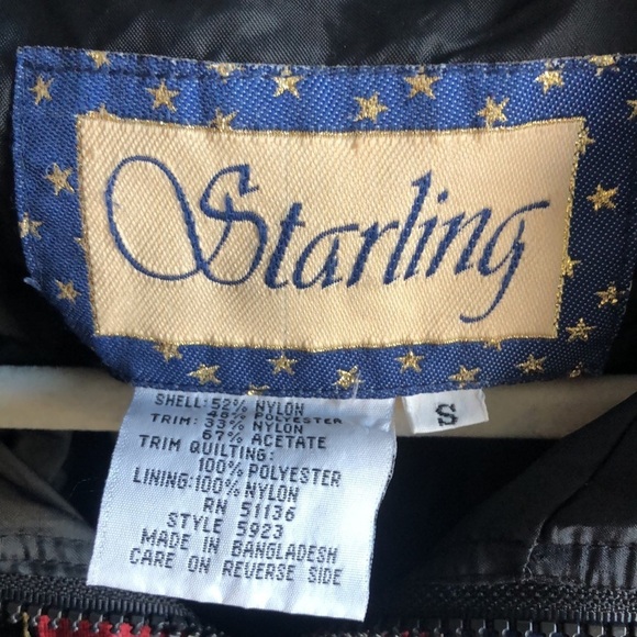 Starling Vintage 80s Velvet Nylon Mixed Media Zip Up Bomber Jacket Size Small - Picture 7 of 8